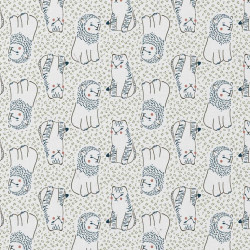 Printed Cotton KODOMO White / Dark Khaki